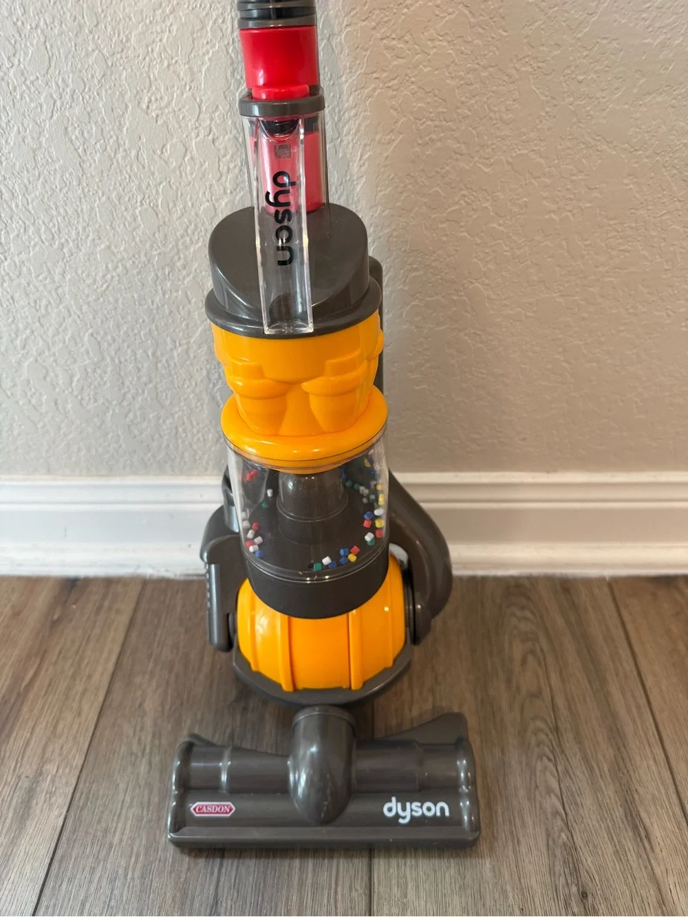 Casdon Dyson Yellow & Gray Upright Kids Toy Working Vacuum Cleaner